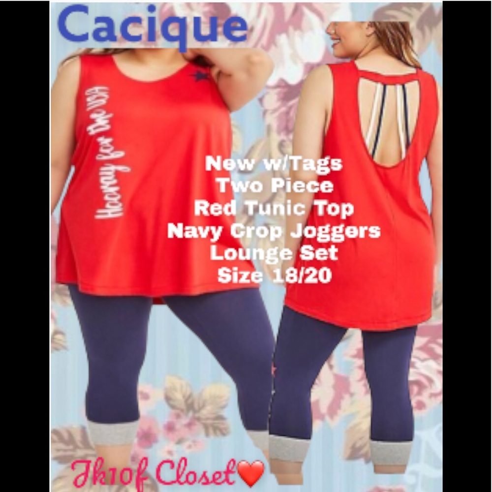 LOWEST 🌺 NWT CACIQUE 2PC-SET🌷Sz18/20 TUNIC TOP & CROP JOGGERS SET